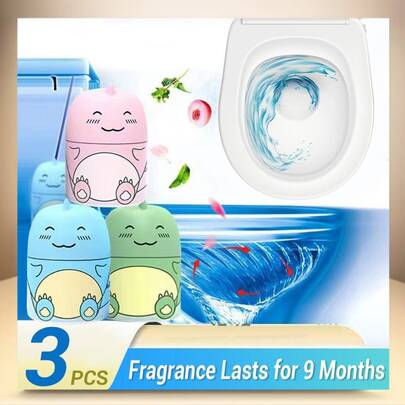 [GET 3PCS],Toilet Bowl Cleaner Bottle, Cute Dinosaur-Shaped Bathroom Toilet Tank Cleaner With Ocean, Jasmine, And Peach Scent