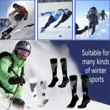 3 pares de calcetines de esquí unisex cálidos, adecuados para calcetines de compresión para pantorrilla de hombre, calcetines de esquí, calcetines de invierno hasta la rodilla, calcetines de compresión hasta la rodilla, calcetines para pantorrilla, que proporcionan un soporte óptimo para esquiar, correr, viajar, deportes y senderismo - Multicolor - Ver 3