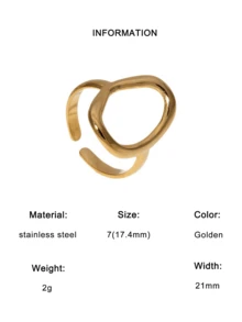 1pc Minimalist Geometric Elliptical Open Ring, Suitable For Women's Daily And Party Wear, Stainless Steel