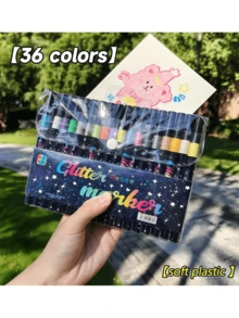 12/24/36/48色丙烯颜料马克笔套装，专业软头笔和丙烯颜料马克笔 - 适用于木材、石头、画布、玻璃、织物、鸡蛋、岩石绘画和DIY工艺品 | 返校用品 - 彩色 - 查看 2