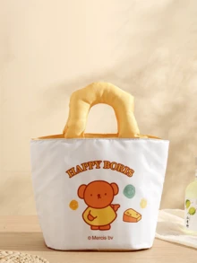 Boris 时尚便携午餐包,白色包身配黄色提手,印有可爱的 Boris 卡通图案,采用布料材质,内衬铝箔,易于清洁,宽大的提手握感舒适,拉链顺滑,大容量便携,适合日常使用、午餐、野餐、休闲等场合,是 Boris 粉丝、卡通爱好者、年轻女性、学生和上班族的理想之选。 - 黃色 - 查看 3