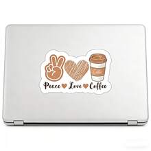 2/5pcs Peace Love Coffee Black Stickers, Inspirational Creative Stickers, English Letter Vinyl Waterproof Stickers, Suitable For Laptop, Notebook And Water Bottle - Multicolor - View 4