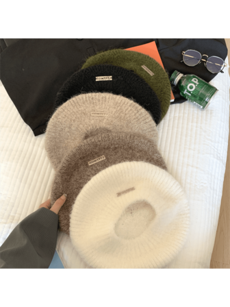 قبعة بيريه معدنية على الطراز الياباني للنساء، دافئة مصنوعة من الصوف المحبوك، قبعة رسام مسطحة مناسبة للخريف والشتاء