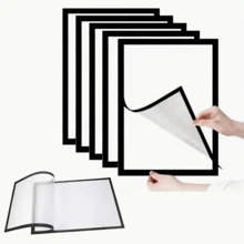 3件套现代磁性相框 - 自粘式便携式塑料展示架，适用于照片/文件/钻石画 - 竖款哑光黑白配色，标准卡槽 - 简约家居/办公室墙面装饰 - 圣诞节回忆展示、节日照片收纳、新年墙面装饰、磁性相框、冬季家居装饰 - 彩色 - 查看 4