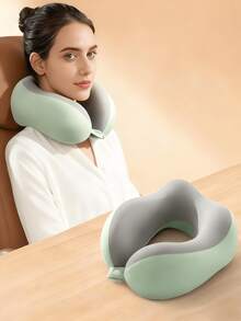 【新品热销】U型记忆棉颈枕，带/不带收纳盒，便携式旅行午睡枕，慢回弹颈枕，办公室午睡必备，飞机旅行颈枕，可拆卸可水洗，带收纳袋，颈部支撑慢回弹，旅行颈枕，睡眠枕，男女通用。 - 彩色 - 查看 3