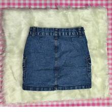 Aia Cargo Jeans For Children And Teens, Black And Beige, With Side Pockets, Adjustable Waist, Blogger Style - 中等水洗藍 - 查看 2
