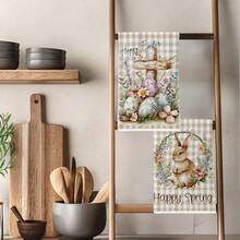 2pcs Simple Spring Easter Bunny & Egg Pattern Kitchen Towels, Soft Polyester Material Dish Cloths, Suitable For Kitchen Decor, Cleaning, Holiday Party Decoration, Kitchen & Bathroom Essentials, Home Decor, Housewarming Gift - Multicolor - View 8