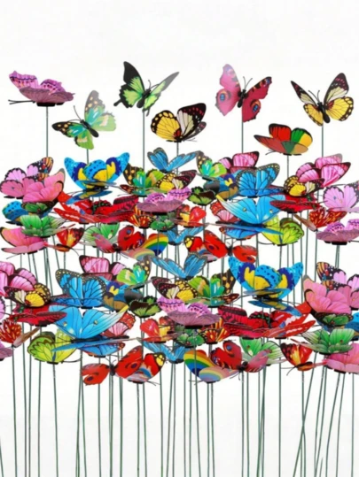 20 piezas Estacas decorativas de mariposas de colores para el jardín, decoración de jardín a prueba de agua con mariposas 3D, decoraciones de fiesta con mariposas, estacas para decoración de jardín, patio y césped, decoraciones para macetas y jardineras, decoración para bodas, decoración del hogar moderna para el Día de San Valentín, decoraciones brillantes y coloridas para macetas y jardineras, decoración de jardín