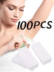 100pcs This 100-Pack Of Disposable Hair Removal Strips Works For Body (Armpits, Legs) Or Facial Hair-Pre-Cut, Ready-To-Use Design (No Extra Wax Needed For Pre-Waxed Strips) Simplifies Depilation. - White - View 12
