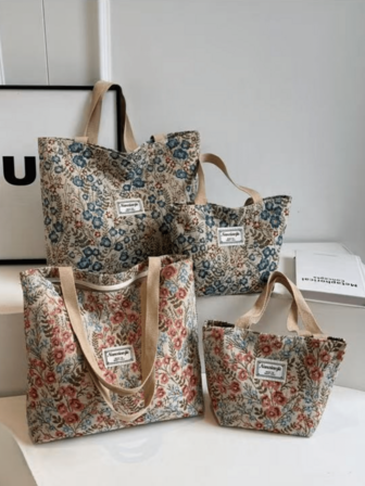 1pc Large-Capacity Printed Canvas Tote/Shoulder Bag, Portable Storage Commuter Bag, Student Large-Capacity Tote Bag, Embroidered Flower Shoulder Bag, Waterproof Canvas Travel Shoulder Bag, Suitable For Office, School, Travel, Mothers Commuting To School, Large Capacity, Portable, Suitable For Female College Students, Perfect For Back To School, First Day Of School, Junior High School, High School, Shopping, Vacation.