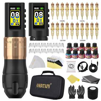 Ambition C3 1PC Professional Wireless Tattoo Machine Pen 7 Adjustable Stroke 2.0-4.2mm Coreless Motor Body Makeup For Tattoo Artists