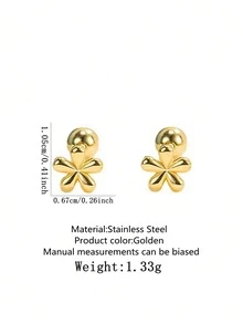 VceTd 1 Bộ 2 chiếc Hoa tai thép không gỉ mạ vàng 18k hình hoa nhỏ dễ thương và ngọt ngào, thích hợp cho trang phục hàng ngày của phụ nữ, tiệc tùng hoặc làm quà tặng ngày lễ tình nhân - Vàng - Xem 12