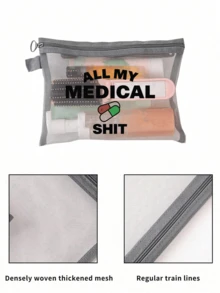 网眼化妆包，带医疗图案，多功能化妆包，药品收纳袋，可收纳发夹、发带等，红色气垫便携收纳袋，化妆包，护肤包，旅行必备，宿舍用品，婚礼新娘礼物，母亲节礼物，生日礼物，送给朋友和老师的礼物，浴室收纳，情人节礼物，斋月礼物，复活节礼物，返校季礼物，办公和学习用品 - 彩色 - 查看 4