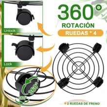 2 Soportes De Base De Maceta De Metal Con Ruedas De Rotación - Negro - Ver 3