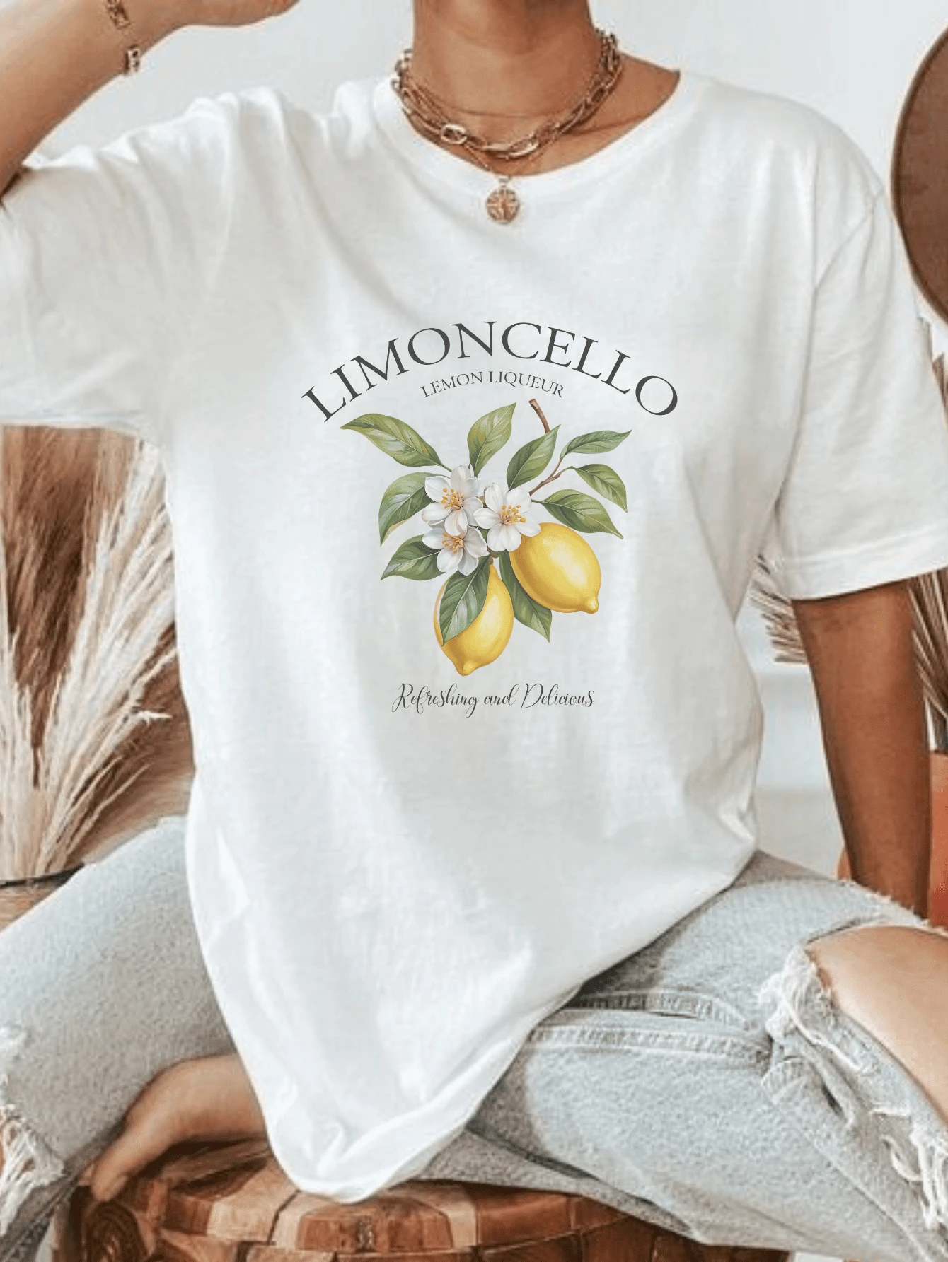 White Short-Sleeved T-Shirt With A Refreshing Lemon Design And A Comfortable Regular Fit. - 白色的 - 查看 1