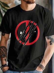 Deadpool Claw Mark Men's Graphic Print Cotton TShirt  Cool & Comfortable Tee For Casual Wear, Gym, Or Everyday Style  Perfect Gift For Comic Book Fans & Guys Who Love Expressing Themselves - 黑色 - 查看 1