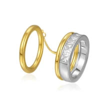 VKHK 1 chiếc nhẫn mắt xích mạ vàng 18K bằng thép không gỉ đính đá Zirconia, thích hợp cho nữ đeo hàng ngày và dự tiệc, làm quà tặng. - chiếc nhẫn sáng tạo - Xem 6