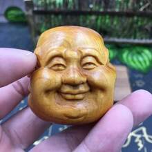 VingeGa Estatua de Buda de 4 caras con expresiones emocionales, decoración de talla de madera hecha a mano, colgante de pared tallado, talla de madera de ciprés con expresiones emocionales - alegría, enojo, tristeza, felicidad - decoración para el hogar, oficina, espacio de meditación, arte espiritual y ornamento cultural asiático, altar doméstico, artesanía exquisita, ideal para practicantes espirituales - Multicolor - Ver 6