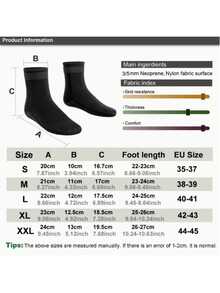 1 Paio di Calzini in Neoprene 3mm Antiscivolo per Sport Acquatici, Calzini da Surf, Tuffo e Snorkeling per Uomo e Donna, Accessori da Spiaggia, Essenziali da Spiaggia, Galleggiante da Piscina - nero - Visualizzare 6