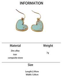 1 对复古波西米亚风天然绿松石心形耳环，情人节礼物情人节、妈妈、母亲、母亲节、礼物 - 綠松石色 - 查看 7