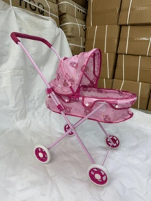 Los cochecitos de muñeca plegables de metal son el regalo perfecto para Navidad, cumpleaños o Año Nuevo para una niña. - Rosa coral - Ver 5