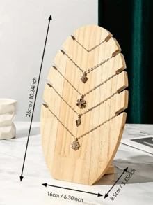 1pc Wooden Necklace Organizer, Creative Oval Vertical Jewelry Display Stand For Necklaces, Pendants, Jewelry Display