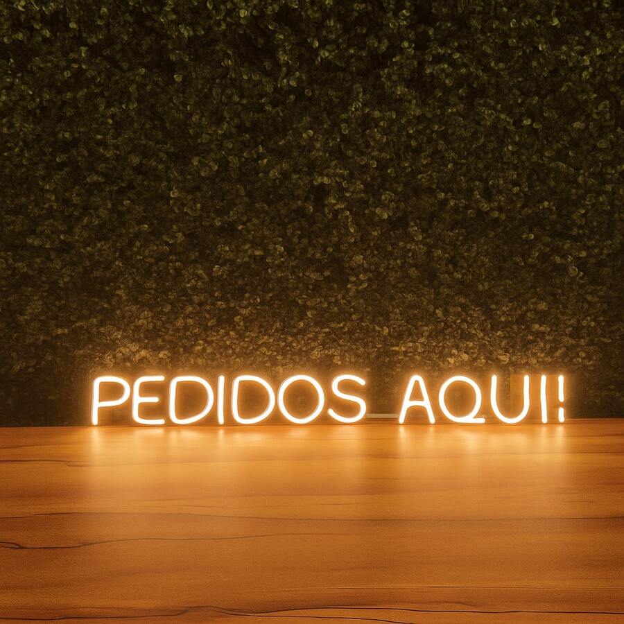 Luminária Placa Painel Neon Led - Pedidos Aqui! 80 X 10cm A Escolher Bivolt - Branco Quente - Visão 1