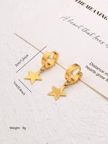 1对18K镀金经典时尚个性化高端甜心耳环（女士款） - 金黃色F - 查看 6