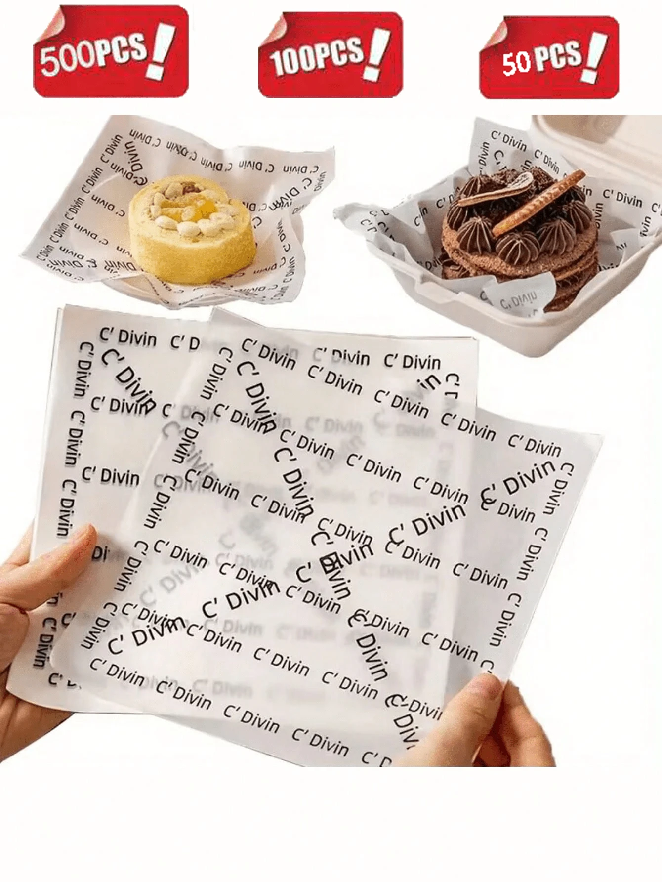 500/100/50 tờ giấy lót nướng chống dầu màu trắng kiểu Pháp, giấy nướng silicon thích hợp cho các món tráng miệng, bánh mì kẹp thịt, bánh ngọt. - màu trắng Pháp - Xem 1