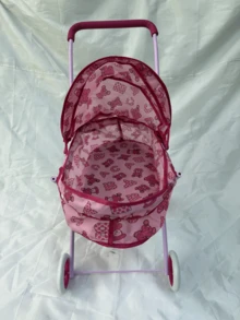 Los cochecitos de muñeca plegables de metal son el regalo perfecto para Navidad, cumpleaños o Año Nuevo para una niña. - Rosado Sandía - Ver 7
