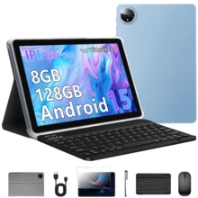 Qetupa 10.1 Inch Tablet Computer,Equipped With Android 15 System,8GB RAM + 128GB Storage Space,Android Tablet,T7250 Octa-Core Processor,Equipped With 1280*800 High-Definition IPS Touch Screen,5 Million + 8 Million Pixel Dual Cameras,6000 MAh Battery,Expandable Up To 1TB,Supports 802.11n 2.4G/5G Dual-Band Wireless Network. - Màu xanh lam - Xem 1