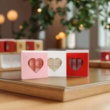 6PCS Valentine's Day Heart Design Chocolate Candy Paper Boxes With Inserts Party Favour Divider 16-Compartments Treat Box With Window