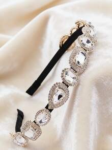 1 pièce Serre-tête orné de strass en forme de goutte d'eau, bandeau polyvalent de forme ovale, accessoire pour femme pour la fête