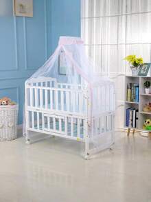 1件装可折叠全覆盖儿童蚊帐，透气涤纶床罩，轻便设计，便携式防蚊虫，适用于婴儿床旅行