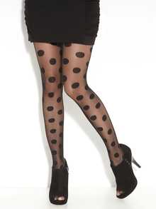 1pc Women's Retro Fashion Large Polka Dot Pantyhose - Black - View 9