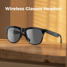 Briame Wireless Glasses Headphones, Protection, PC Lens, Built-In Earbuds, HiFi Sound Quality, Music & Sports Headphones, Gaming Headphones - Black - View 1