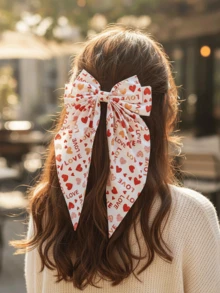 3 件装情人节粉色蝴蝶结发夹，女士蝴蝶结发夹，女孩蝴蝶结发夹，缎带蝴蝶结发卡，长尾蝴蝶结发夹，派对发饰，圣诞节发夹，情人节礼物，新年配饰，女士感恩节粉色蝴蝶结装饰，爪夹，发夹，发卡，情人节缪斯，情人节配饰，头部配饰，发卡 - 彩色 - 查看 2