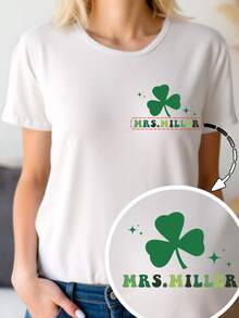 Customized St. Patrick's Day Loose T-Shirt With Text, Customizable For Family Gathering, Group Outfit, Your Text And Photos/Couples/Family/Pets/Friends, Music Festival, Autumn Clothing, Autumn Tops, Women's Tops, Autumn Women, White Tops, Holiday Gift, Valentine's Day Gift, Anniversary Gift, Wedding Gift, Best Friend Gift, Music Festival Women's Wear, St. Patrick's Day