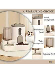 Máy cho mèo ăn tự động mới, bình nước 2 trong 1 cho thú cưng, bát ăn cho chó và mèo. - Nhiều màu - Xem 7