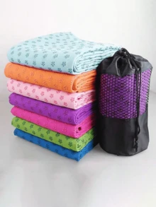 Yoga Mat Set Includes Mesh Bag, Thick Yoga Mat, Fitness Yoga Blanket And Washable Towel Blanket. Thick Design, Machine Washable, Non-Slip, Sweat-Absorbent, Breathable, Quick-Drying, Antibacterial, Odor-Resistant, Super Soft Microfiber, Durable, Lightweight, Easy To Carry And Store, Non-Slip Design, Strong Water Absorption, Easy To Clean. - Multicolor - View 7