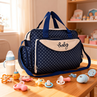 Baby Fashionabla Polka Dot Large Capacity Multi Compartment Shoulder Skötväska för utflykt