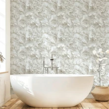 1 Cuộn Giấy Dán Tường Tự Dẹp Họa Tiết Hoa 3D Màu Trắng Thanh Lịch, Chất Liệu Vinyl, Dễ Dán, Giấy Dán Tường Hoa Tối Giản, Hình Dán Trang Trí Tường, Giấy Dán Tường Đẹp, Trang Trí Nhà Cửa, Giấy Dán Tường Phòng Khách - Nhiều màu - Xem 10