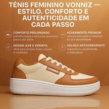 Women's Casual Sneakers - Versatile - Guaranteed Comfort For All Occasions - Sizes 34 To 43 - Casual, Elegant, Lace-Up, Outdoor, Party - 米色/焦糖色 - 查看 7