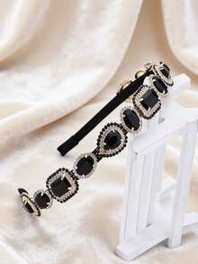 1 pièce Serre-tête orné de strass en forme de goutte d'eau, bandeau polyvalent de forme ovale, accessoire pour femme pour la fête