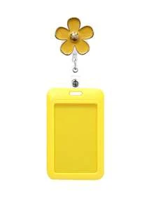 1pc Retractable Badge Reel With Flower Design, Durable ID Card Holder, English Lettering, Other Material, With Ideal Gift For Nurses, Ladies, Colleagues - one-size - View 14