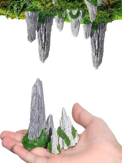 4pcs/Set, Mini Zen Garden Landscape - Gray Resin Rock Formations, Suitable For Bonsai Landscape Decor, Fairy Garden Accessories, Planter And Glass Container Decor, Mini Zen Garden Landscape Decor, Bonsai Decoration Accessories, Mini Bonsai Figurine Decor, Planter And Glass Container Decor