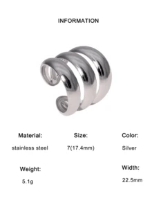 1pc European And American Retro Niche Punk Stainless Steel Exaggerated Geometric Open Ring, Suitable For Women's Daily, Party And Date Wear