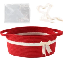 1 chiếc giỏ đan thủ công có nơ trang trí, thích hợp để trang trí và sắp xếp đồ dùng dịp Giáng sinh, có thể đựng nến, khăn giấy, khăn tắm, cây cảnh, quà tặng, v.v. Cũng có thể dùng làm giỏ quà Giáng sinh. - Nhiều màu - Xem 14