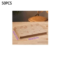 50张复古风格印花食品包装纸，适用于食品篮，防油食品衬垫，非常适合薯条、汉堡、三明治和烘焙食品，为食品展示增添独特风格，是餐厅、咖啡馆和家庭使用的理想选择。 - 英文棕色 - 查看 12