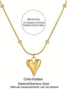 1 件优雅心形吊坠 18k 镀金不锈钢项链适合女性日常佩戴、派对或情人节礼物情人节、妈妈、母亲、母亲节、礼物 - 金黃色 - 查看 2